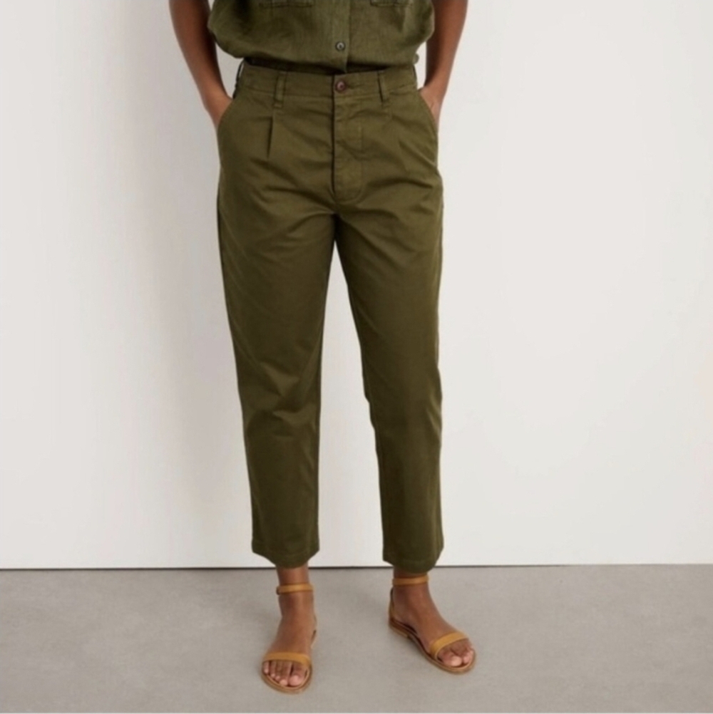 Alex Mill Green Boy Pleated Pants In Chino Straight Leg Size 6 Women